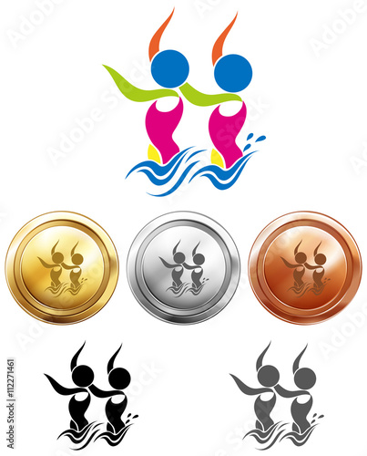 Sport icon design for synchronized swimming on medals