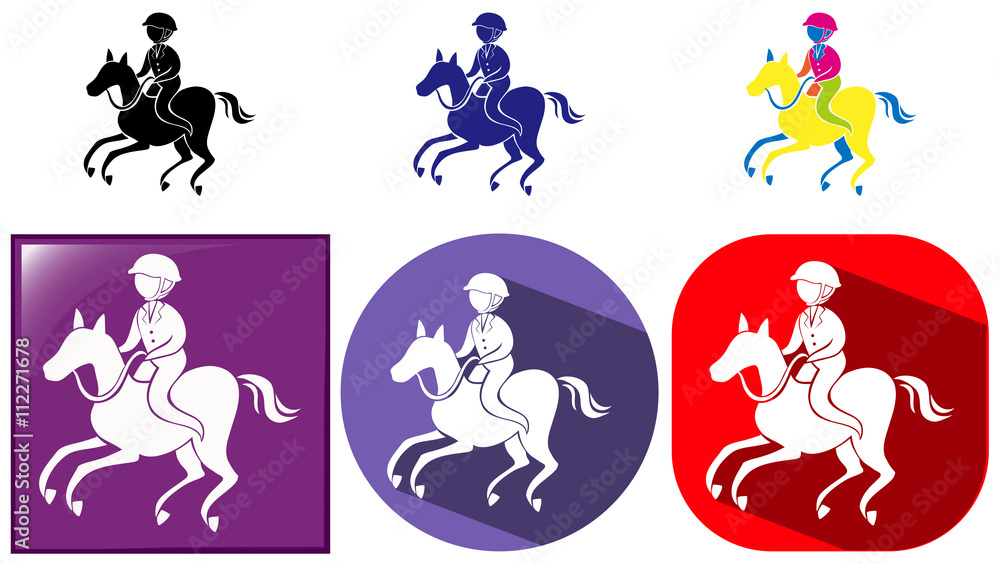 Sport icon design for equestrain on badges