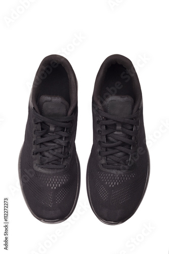 Black sport shoes isolated on white background.