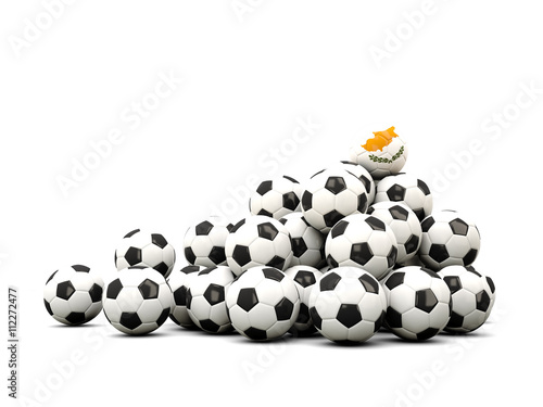Pile of soccer balls with flag of cyprus