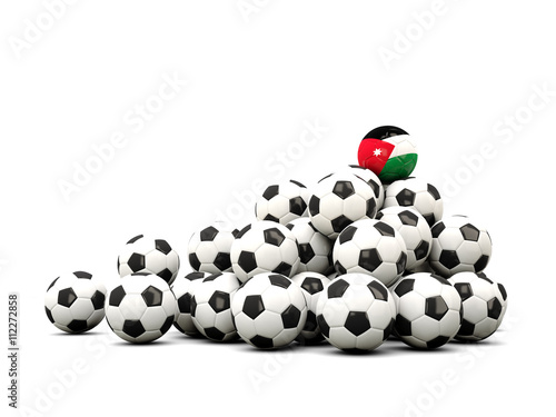 Fototapeta Naklejka Na Ścianę i Meble -  Pile of soccer balls with flag of jordan