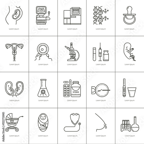 Obstetrics linear icons