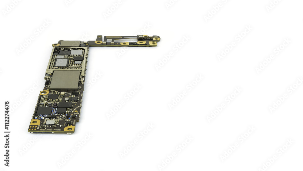 Smart phone circuit board isolate on white background with clipping path, Copy Space Smart phone circuit board isolate on white background with clipping path, Copy Space