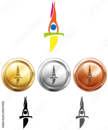 Sport icon design for gymnastics on medals