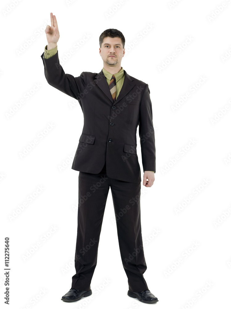 businessman gesturing a hand sign