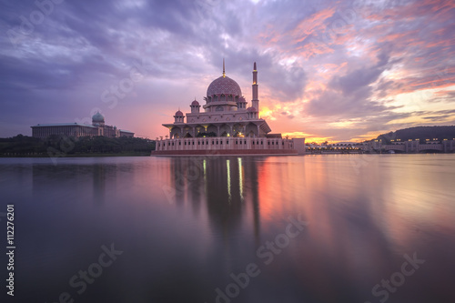Putra Mosque and Perdana Putra in Putrajaya at the sunrise
