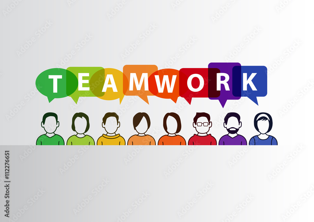 Fototapeta premium Teamwork concept as vector illustration of group of people working together