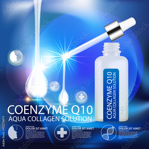 coenzyme q10 Serum and Background Concept Skin Care Cosmetic.