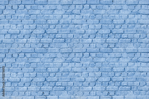 Blue painted brick wall texture. Background for text or image.