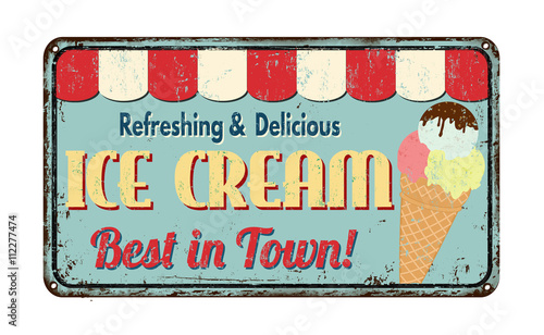 Ice cream vintage rusty metal sign