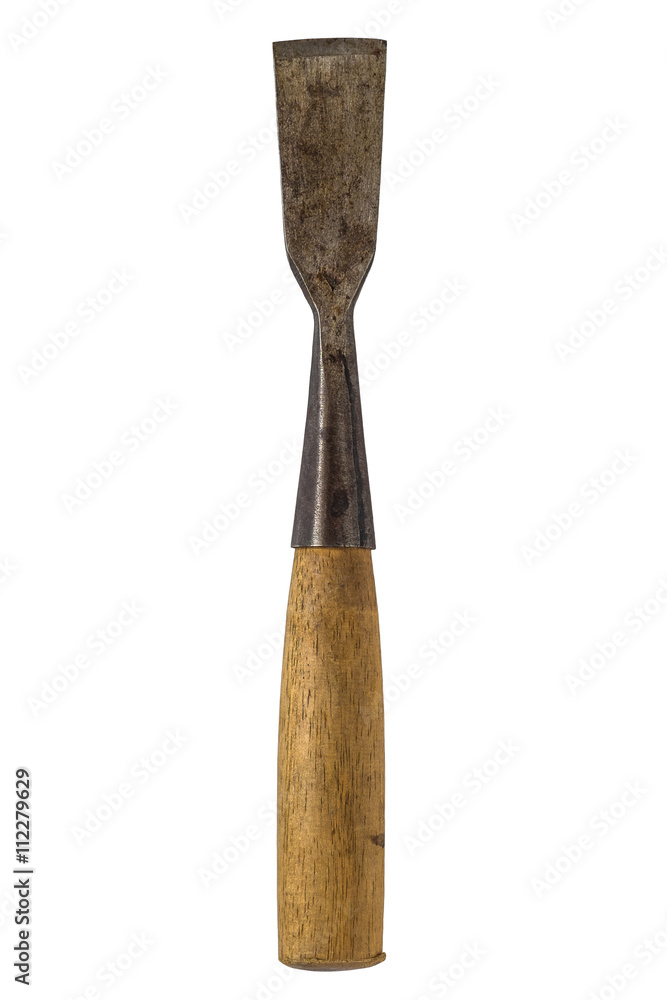 Old chisel isolated on white background for carpenter with cliping path Old chisel isolated on white background for carpenter with cliping path
