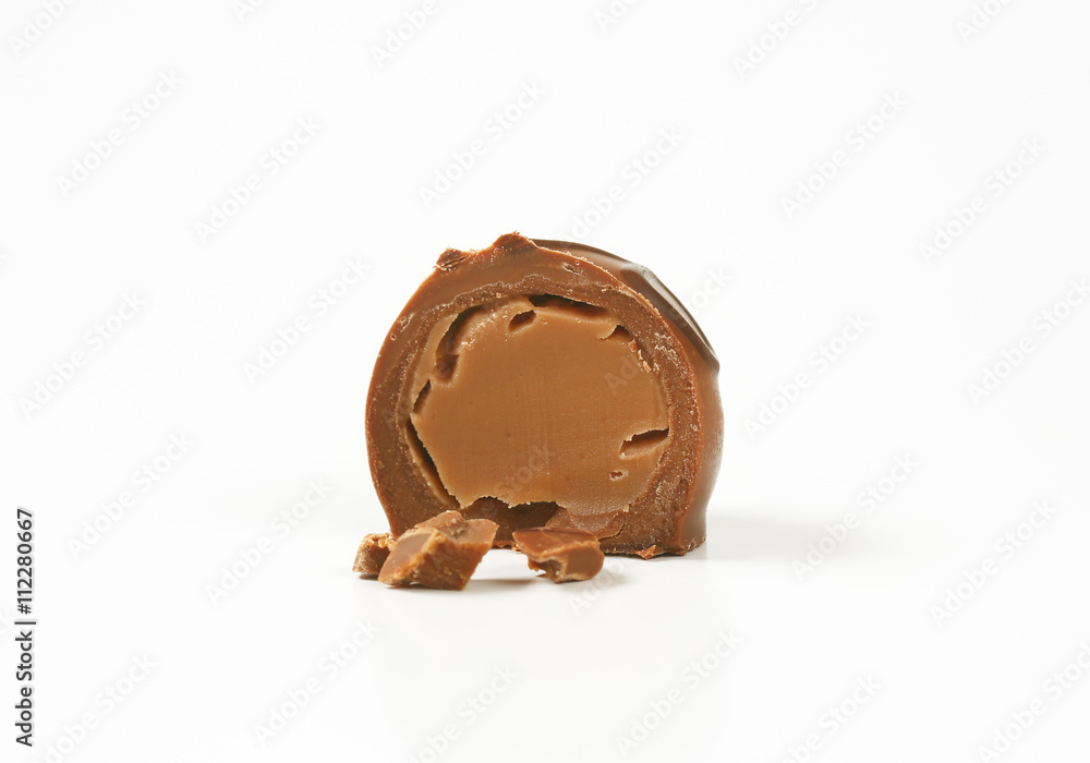 half a chocolate praline