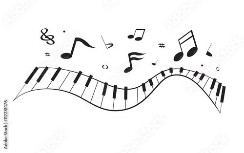 Curve piano with notes