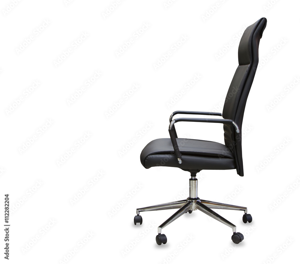 The office chair from black leather. Isolated The office chair from black leather. Isolated