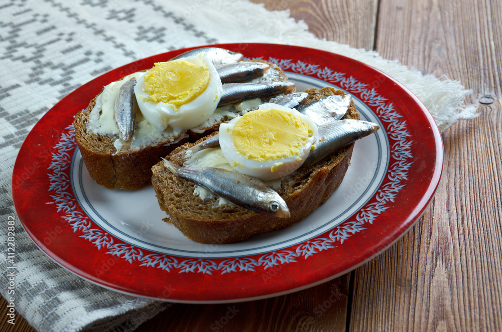 Estonian sandwich with anchovies Estonian sandwich with anchovies