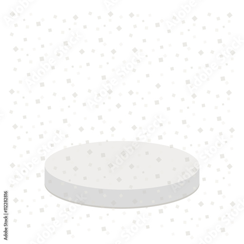 3d realistic platform for design. Star shape confetti. Round stage podium. Empty pedistal for display. Isolated. White background. Template. Flat design. © worldofvector
