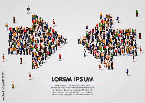Large group of people in the convergent arrows form.