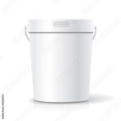 White food plastic tub bucket container with handle