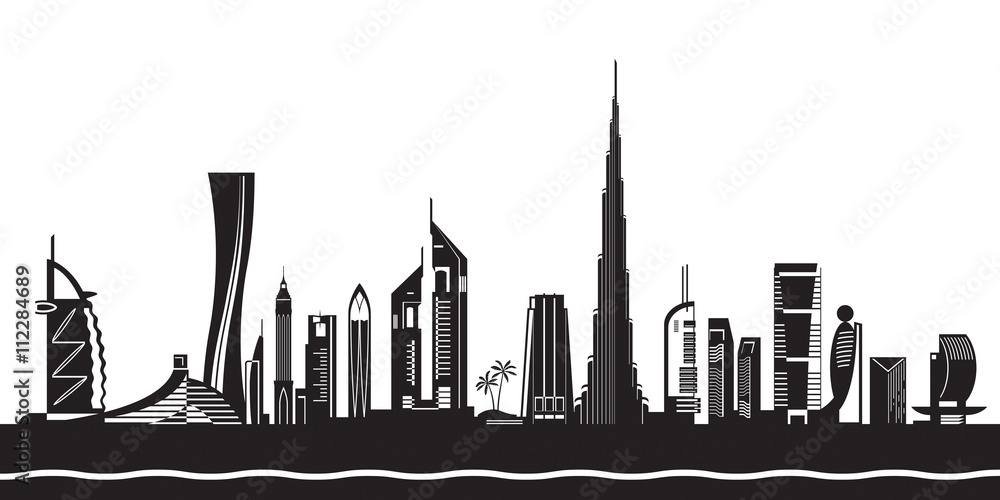 Dubai cityscape by day - vector illustration