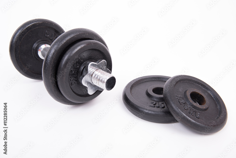 Dumbbell on white background Dumbbell on white background