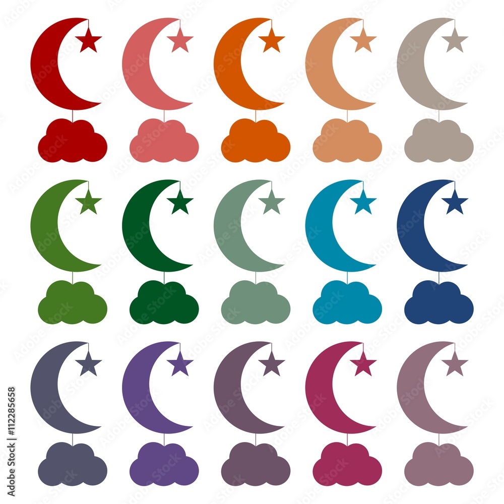 Fototapeta premium Moon, star and cloud icons set 