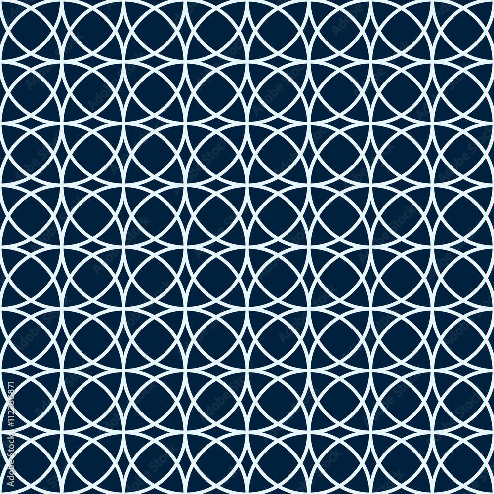 Arabic seamless pattern. White and blue circles. Arabic seamless pattern. White and blue circles.