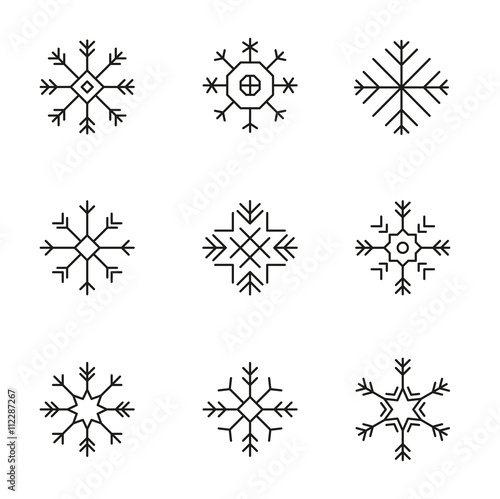 Snowflake icons set -variable line-