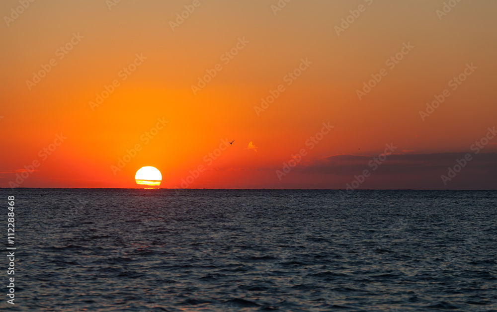 Beautiful sea landscape with sunrise