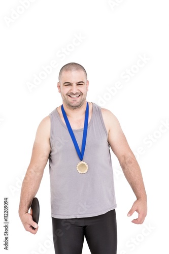 Portrait of athlete winning gold medal