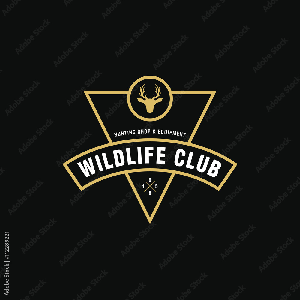 Naklejka premium Vintage Hunter Label. Vintage Deer Badge