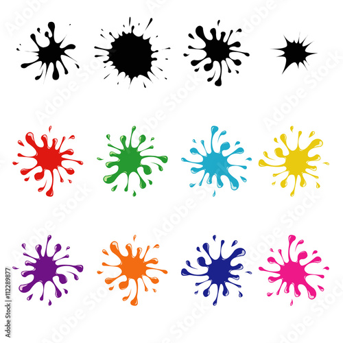 set of colored blots.Vector colorful ink blots on a white background blots