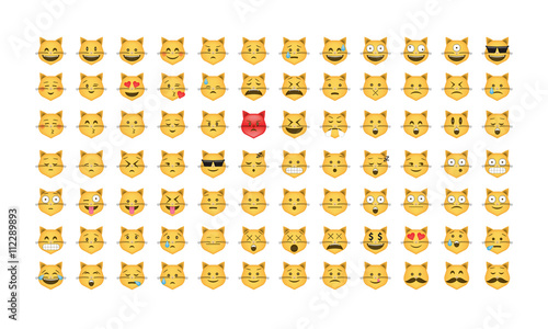 Cat Emoticon vector. Emoji vector. Smile icon set.  Emoticon icon web - stock vector.