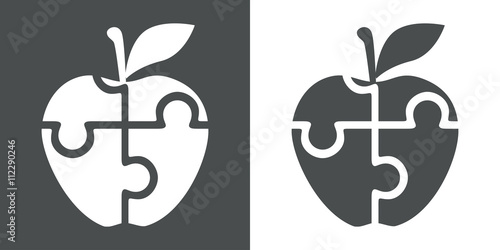 Icono plano puzzle con manzana