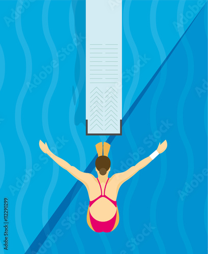 An athlete Jumps from diving board design Illustration