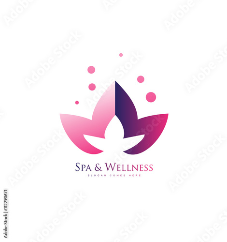 Fototapeta Naklejka Na Ścianę i Meble -  Spa wellness lotus flower logo icon