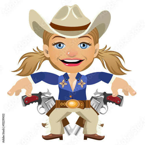Lovely lady Sheriff, vector character closeup