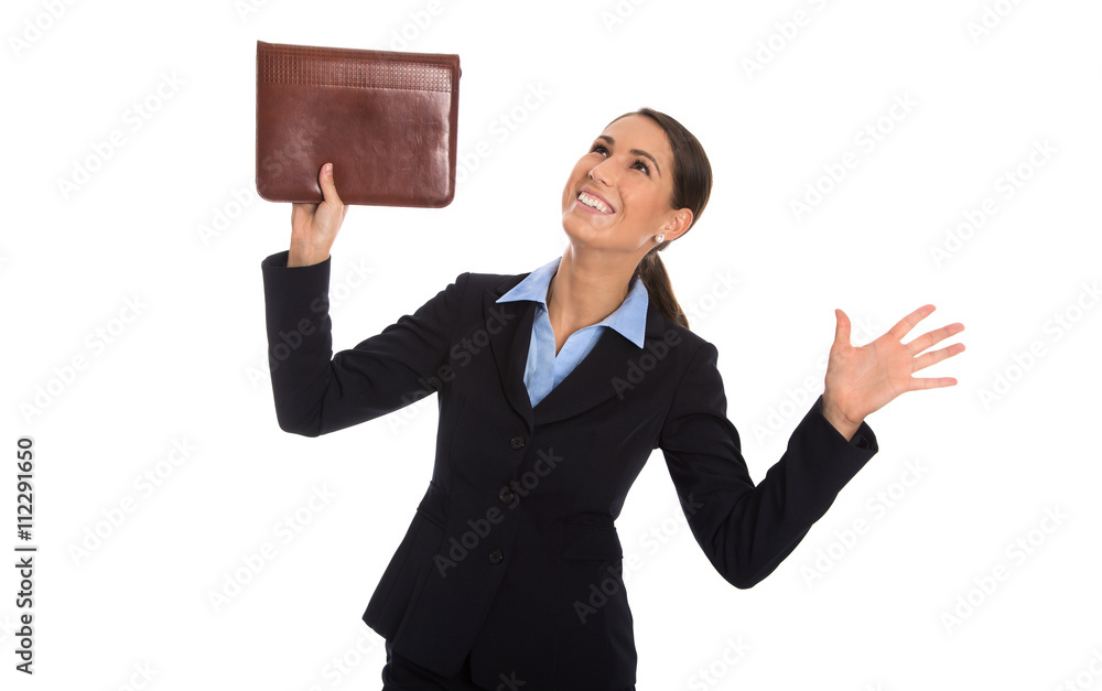 Erfolgreiche junge Geschäftsfrau in business outfit isoliert auf weiß. Erfolgreiche junge Geschäftsfrau in business outfit isoliert auf weiß.