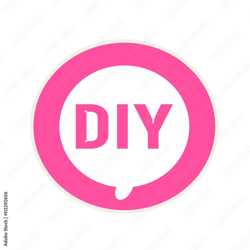 diy pink wording on Circular white speech bubble diy pink wording on Circular white speech bubble