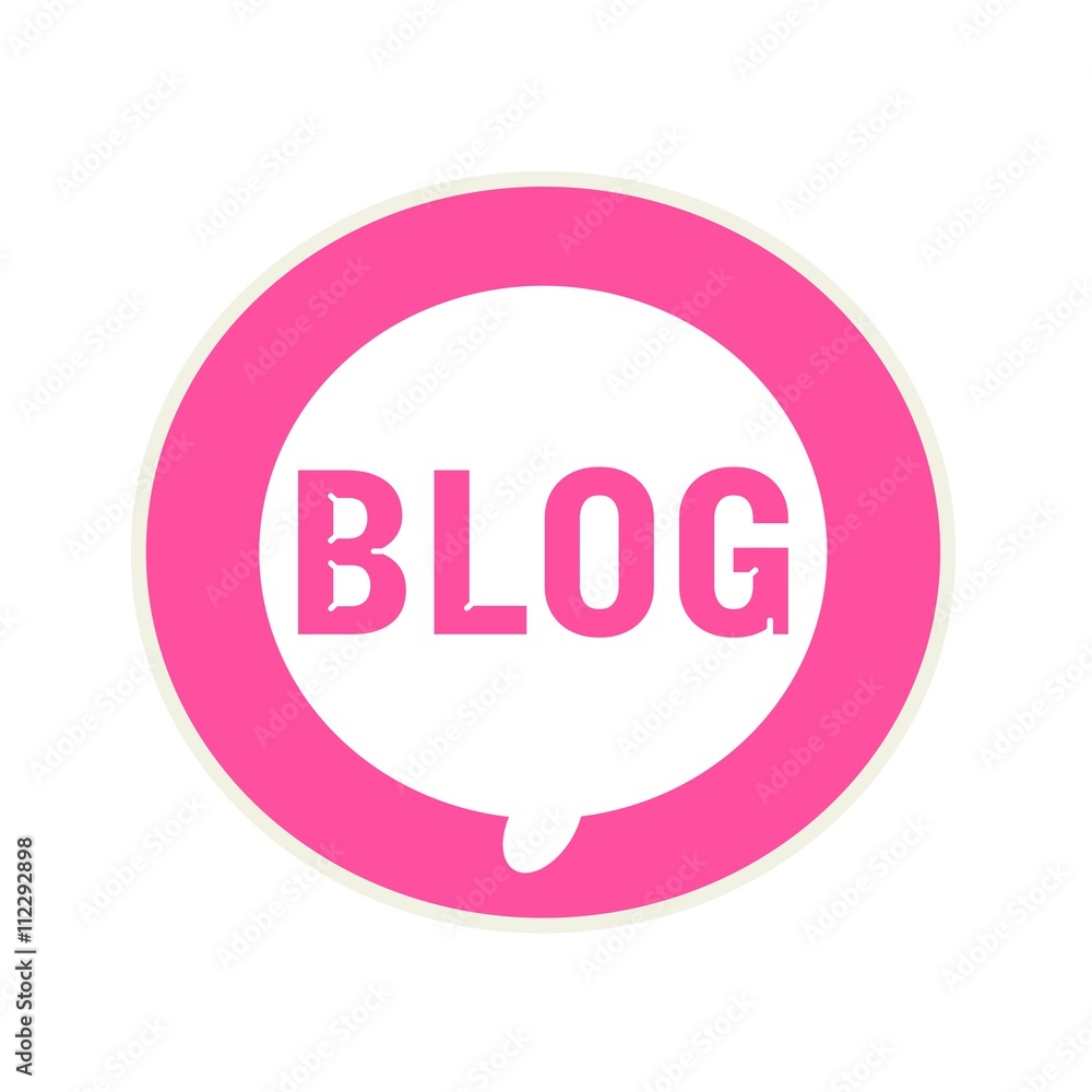Blog pink wording on Circular white speech bubble Blog pink wording on Circular white speech bubble