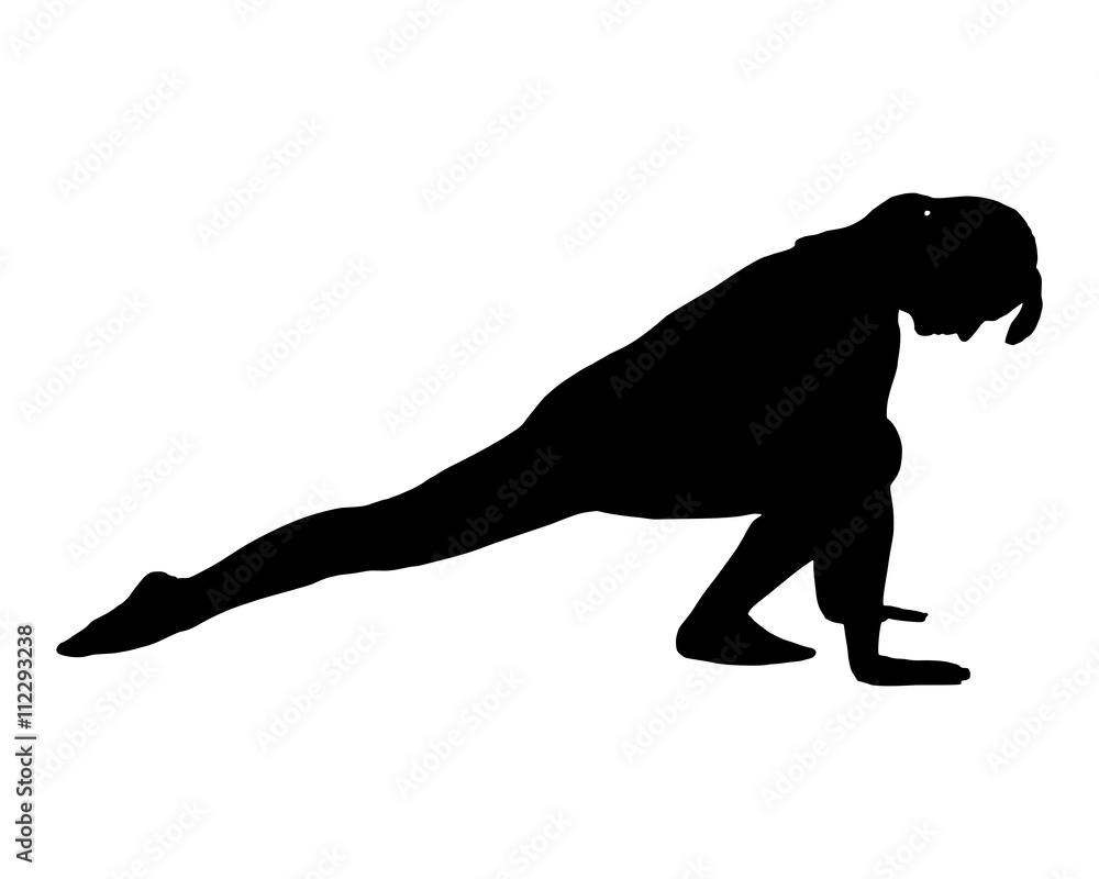 Silhouette einer Frau beim Yoga Silhouette einer Frau beim Yoga