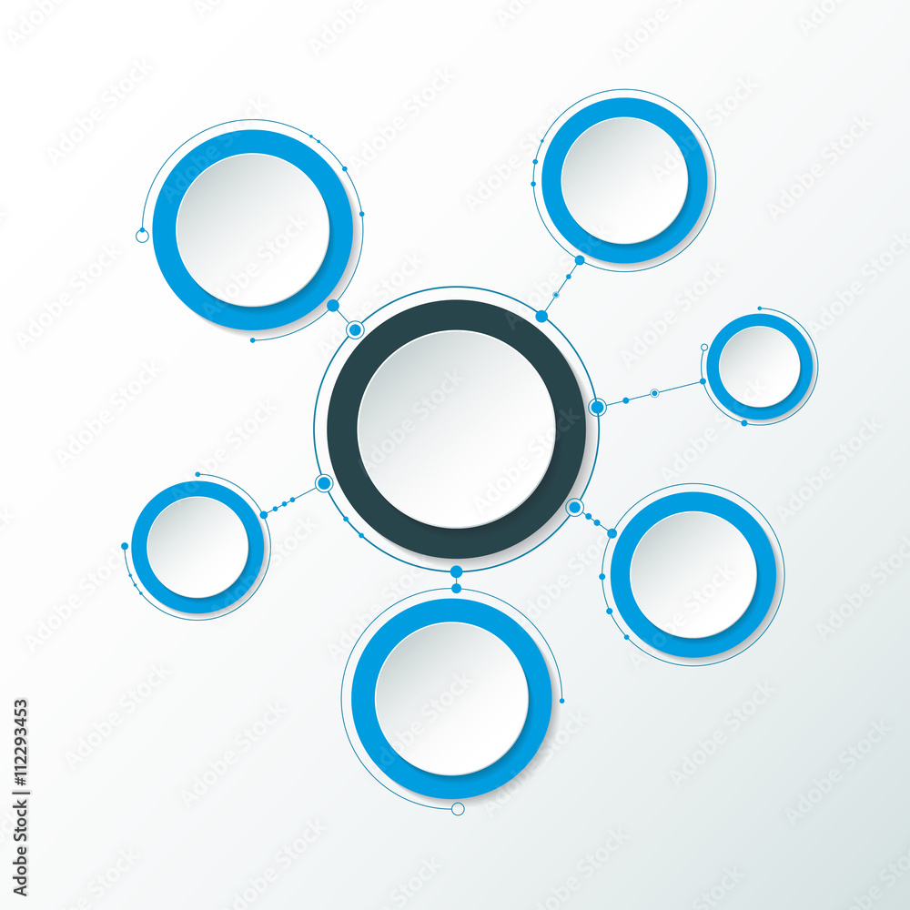 Vector abstract molecules, 3D paper label, integrated circles. Blank space for content, business, infographic template, diagram, network, web design. Light gray color background. Social media Vector abstract molecules, 3D paper label, integrated circles. Blank space for content, business, infographic template, diagram, network, web design. Light gray color background. Social media
