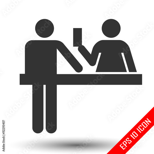 Custom officer icon. Immigration officer logo. Policeman, barrier, passport control sign. The ban, border, customs and immigration