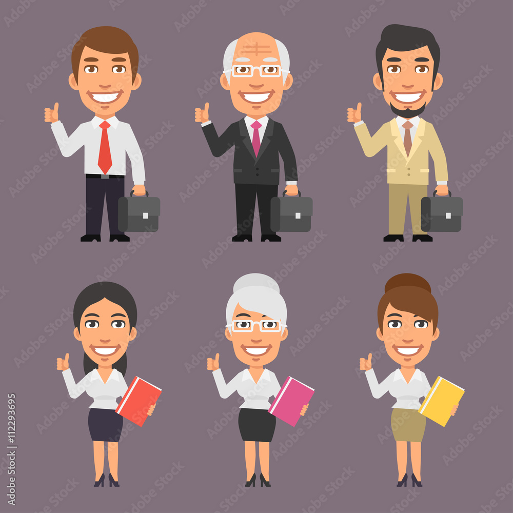 Businessman and Businesswoman Showing Thumbs Up