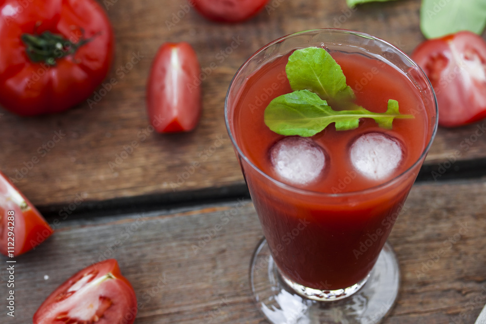 Glass of tomato smoothie or juice Glass of tomato smoothie or juice
