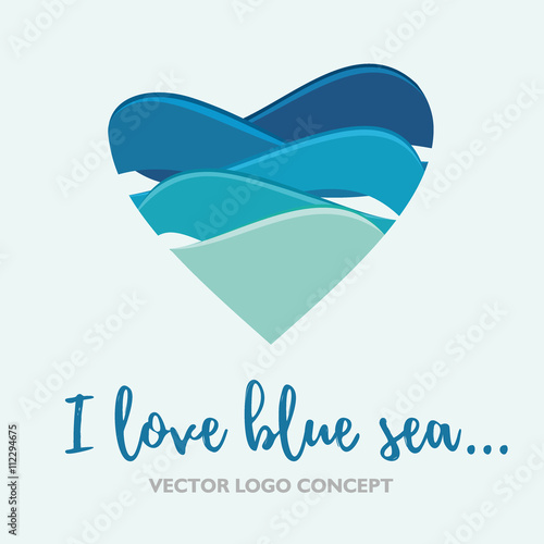 I love blue sea. Vector logo concept
