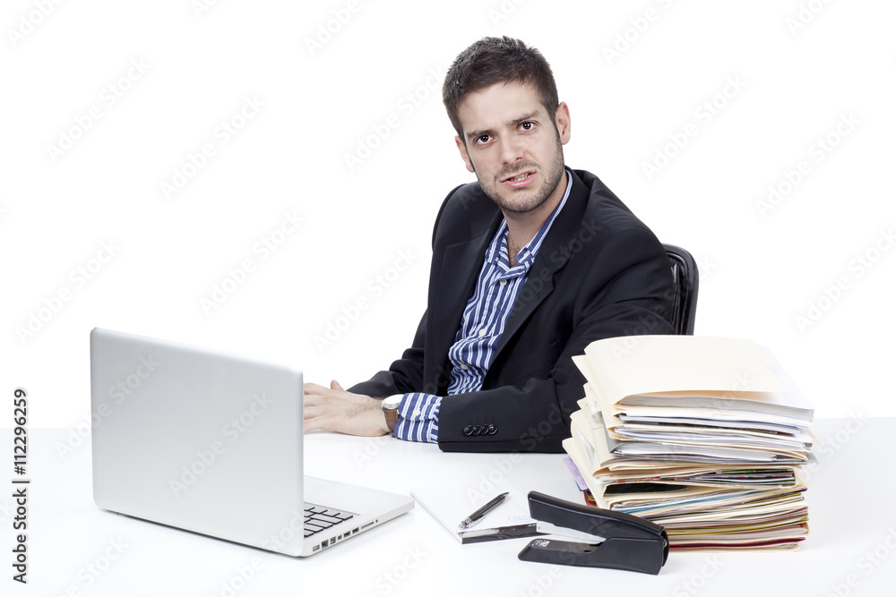 portrait of a angry businessman at work. portrait of a angry businessman at work.