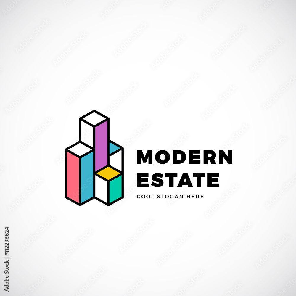 Modern Estate Abstract Vector Logo Template. Construction Sign. Building Concept Symbol. Isolated with Premium Typography Modern Estate Abstract Vector Logo Template. Construction Sign. Building Concept Symbol. Isolated with Premium Typography