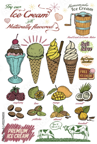 Vintage Hand Drawn Ice Cream
