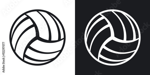 Vector volleyball ball icon. Two-tone version on black and white background photo