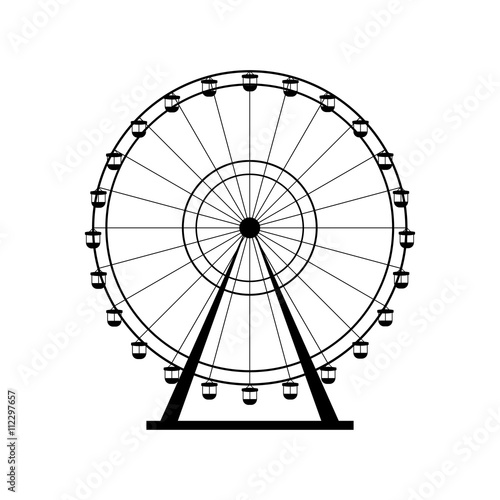 Ferris wheel silhouette, circle. Carnival. Funfair background.Carousel, motion. Vector illustration.